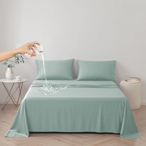 DUJUIKE 100% wasserdichte Schutzdecke oder Liner für Bett, Matratzenschoner für das Bett, Wiederverwendbare Unterlage, Bettlakenschutz (Grün, Twin 160 * 230cm) von DUJUIKE