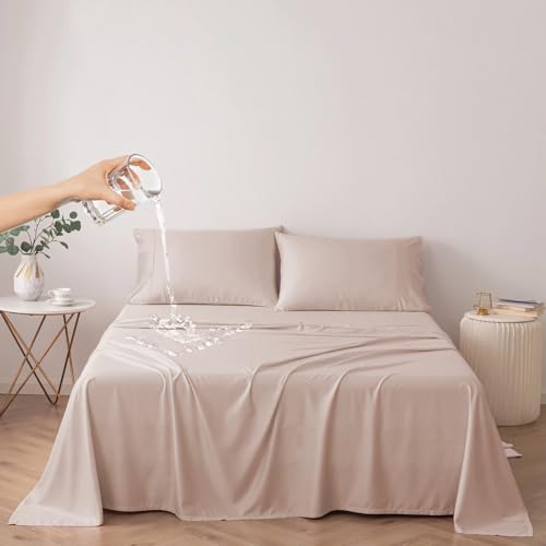 DUJUIKE 100% wasserdichte Schutzdecke oder Liner für Bett, Matratzenschoner für das Bett, Wiederverwendbare Unterlage, Bettlakenschutz (Kamel, Queen (200 * 230 cm)) von DUJUIKE