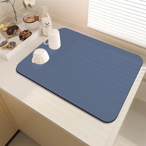 DUJUIKE Abtropfmatte Geschirr, Saugfähige Abtropfmatten, Geschirr-Abtropfmatte mit Rutschfester Unterseite, hitzebeständig, geeignet für die Küche (Blauer See, 40 x 50cm) von DUJUIKE