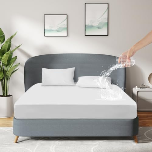 DUJUIKE Matratzenschoner Wasserdicht, Spannbettlaken Wasserdicht, Atmungsaktiv Matratzenbezug, Feuchtigkeitsdichtes Spannbettlaken für Matratzen mit Einer Höhe von 20-40 cm (Weiß,180 x 200 cm) von DUJUIKE