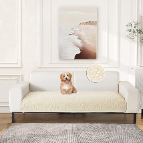 DUJUIKE Sofabezug 3 Sitzer, wasserdichte Sofabezug für Hund, Katzen Kratzschutz Sofaschutz, Wasserfester bezug Sofa, Couchmöbelschutz für Kinder, Hund, Katze (Elfenbeinweiß, 180x76cm) von DUJUIKE
