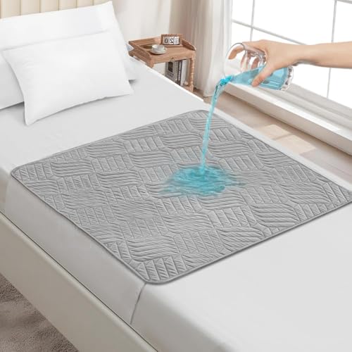 DUJUIKE Waschbare Inkontinenzeinlagen Mit FlüGeln, Wasserdichter Matratzenschoner, Wiederverwendbares Sauglaken Bei Inkontinenz Und BettnäSsen, rutschfeste Unterseite (Hellgrau, 2pcs(85×90cm)) von DUJUIKE