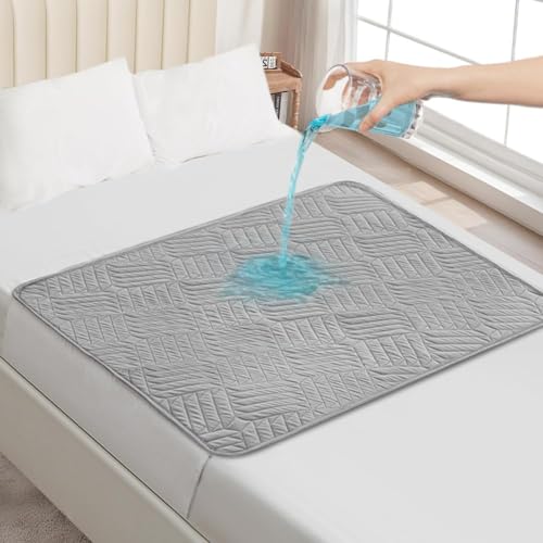 DUJUIKE Waschbare Inkontinenzeinlagen Mit FlüGeln, Wasserdichter Matratzenschoner, Wiederverwendbares Sauglaken Bei Inkontinenz Und BettnäSsen, rutschfeste Unterseite (Hellgrau, 2pcs(90×135cm)) von DUJUIKE
