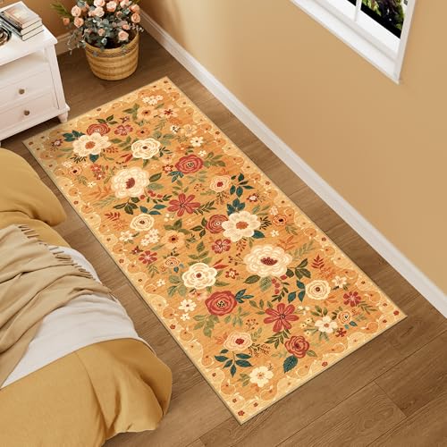 DUKINO Läufer für Flur, waschbar, mit rutschfester Unterseite, niedriger Flor, weicher Boho-Teppich für Küche, Flur, Eingangsbereich, Waschküche, Schlafzimmer, Orange DUKINO Läufer für Flur, waschbar, mit rutschfester Unterseite, niedriger Flor, weicher Boho-Teppich für Küche, Flur, Eingangsbereich, Waschküche, Schlafzimmer, Orange von DUKINO