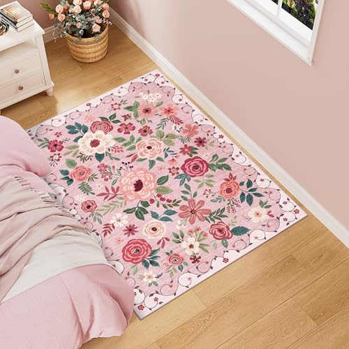 DUKINO Teppich, 7,6 x 10,2 cm, leicht, rutschfest, waschbar, Blumenmuster, für den Innenbereich, niedriger Flor, fusselfrei, Boho-Design, Teppiche für Schlafzimmer, Küche, Esszimmer, Rosa DUKINO Teppich, 7,6 x 10,2 cm, leicht, rutschfest, waschbar, Blumenmuster, für den Innenbereich, niedriger Flor, fusselfrei, Boho-Design, Teppiche für Schlafzimmer, Küche, Esszimmer, Rosa von DUKINO