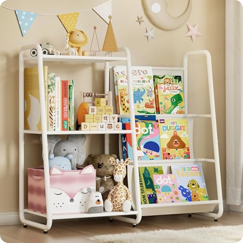 DUKZURA Kinderregal Metall - Bücher & Spielzeug Aufbewahrungs Regal Offenes - Multifunktionaler Kinderzimmer Organizer mit Stofftaschen für Wohnzimme, Klassenzimmer, Spielzimmer, Kita (Weiß) DUKZURA Kinderregal Metall - Bücher & Spielzeug Aufbewahrungs Regal Offenes - Multifunktionaler Kinderzimmer Organizer mit Stofftaschen für Wohnzimme, Klassenzimmer, Spielzimmer, Kita (Weiß) von DUKZURA