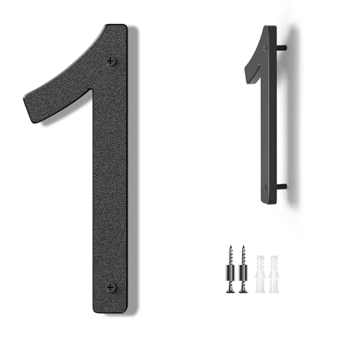 Hausnummer Schwarz - Moderne Hausnummern Anthrazit Große Kunststoff House Numbers Hausadresse 10 Zoll (25,4 cm) Straße Privatadresse Hausnummernschild Hausnummern Numbers 1 von DUKZURA