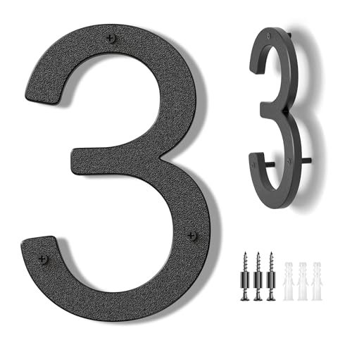 Hausnummer Schwarz - Moderne Hausnummern Anthrazit Große Kunststoff House Numbers Hausadresse 10 Zoll (25,4 cm) Straße Privatadresse Hausnummernschild Hausnummern Numbers 3 von DUKZURA