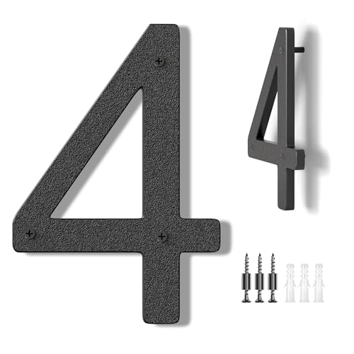 Hausnummer Schwarz - Moderne Hausnummern Anthrazit Große Kunststoff House Numbers Hausadresse 10 Zoll (25,4 cm) Straße Privatadresse Hausnummernschild Hausnummern Numbers 4 von DUKZURA