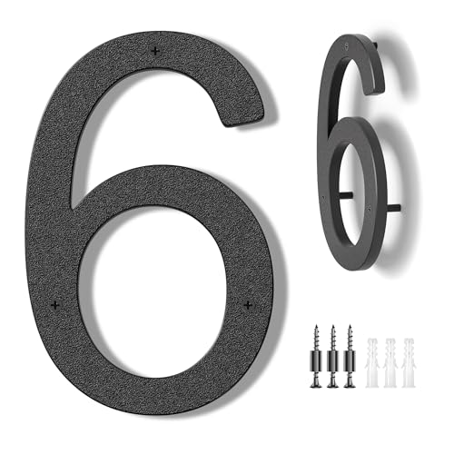 Hausnummer Schwarz - Moderne Hausnummern Anthrazit Große Kunststoff House Numbers Hausadresse 10 Zoll (25,4 cm) Straße Privatadresse Hausnummernschild Hausnummern Numbers 6 von DUKZURA