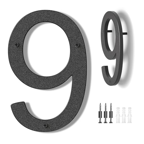 Hausnummer Schwarz - Moderne Hausnummern Anthrazit Große Kunststoff House Numbers Hausadresse 10 Zoll (25,4 cm) Straße Privatadresse Hausnummernschild Hausnummern Numbers 9 von DUKZURA