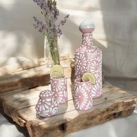 Rosa Tavalera Keramik Set Karaffe Dulce Nostalgie Edition Luxus 500 Ml, Tequila Flaschenset, Dekanter, Keramikkaraffe von DULCENOSTALGIA