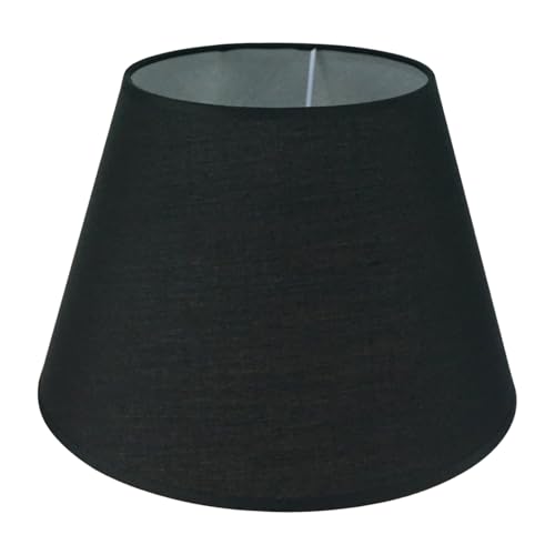 DULEE 12 Zoll Lampenschirm E27 E14 Glühbirne Schraube Handgefertigter Stoff Tischlampenschirm für Stehlampe, Tischlampe, Nachttischlampe (Oben) 18cm x (Höhe) 20cm x (Unten) 30cm, Schwarz von DULEE