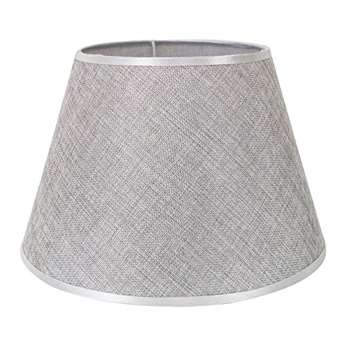 DULEE 8.7 Zoll Lampenschirm E27 E14 Glühbirne Schraube Handgefertigter Stoff Tischlampenschirm für Stehlampe, Tischlampe, Nachttischlampe (Oben)15cm x (Höhe)17cm x (Unten)22cm,Grau von DULEE
