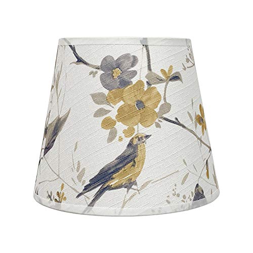 DULEE Lampenschirm Oberseite 7 x Höhe 8 x Unterseite 12 Zoll E27/E14 Halter Hardback Tischlampenschirme Trommel-Lampenschirme Stehlampenschirme Stoff Lampenschirm,Vogel von DULEE
