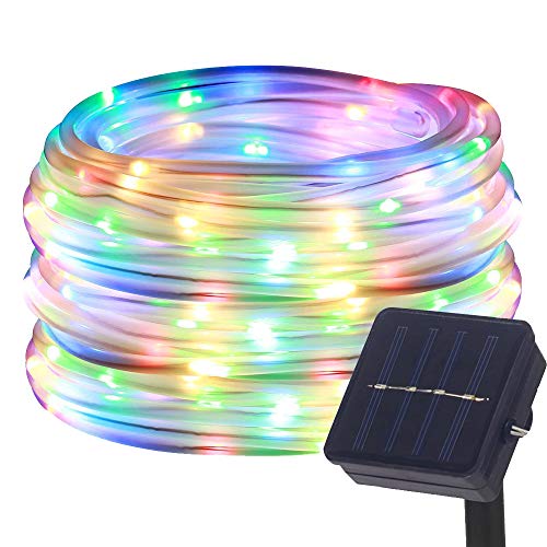 DULEE Solar LED Lichtschlauch Lichterkette Außen 10M 100 LED Wasserdicht Garten Dekorative Lichter,Bunt von DULEE