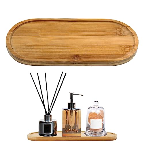 DULSPUE Bambus Tablett Klein Oval Bambus Untersetzer Oval Dekorative Tabletts Servierteller Bambus-Untersetzer Küchentablett für Brot Dessert Keks Tee Kaffee Kuchen (17.5 * 8.8CM von DULSPUE