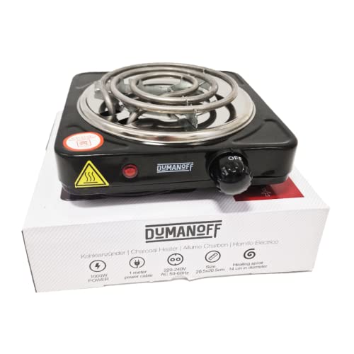 Elektrischer Shisha-Kohleanzünder, 1000 W – Heizplatte für Naturkohle – Durchmesser 14 cm – Farbe Schwarz von DUMANOFF