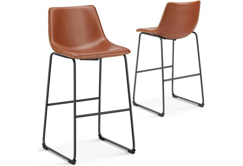 DUMOS Barhocker Barstuhl mit Sitzkissen Aus Pu-leder Und Metallbein BarStool mit lehne (2er Set), gepolstertes Leder,Stahlgestell,Sitzhöhe 40 cm, 66 cm, 74 cm von DUMOS