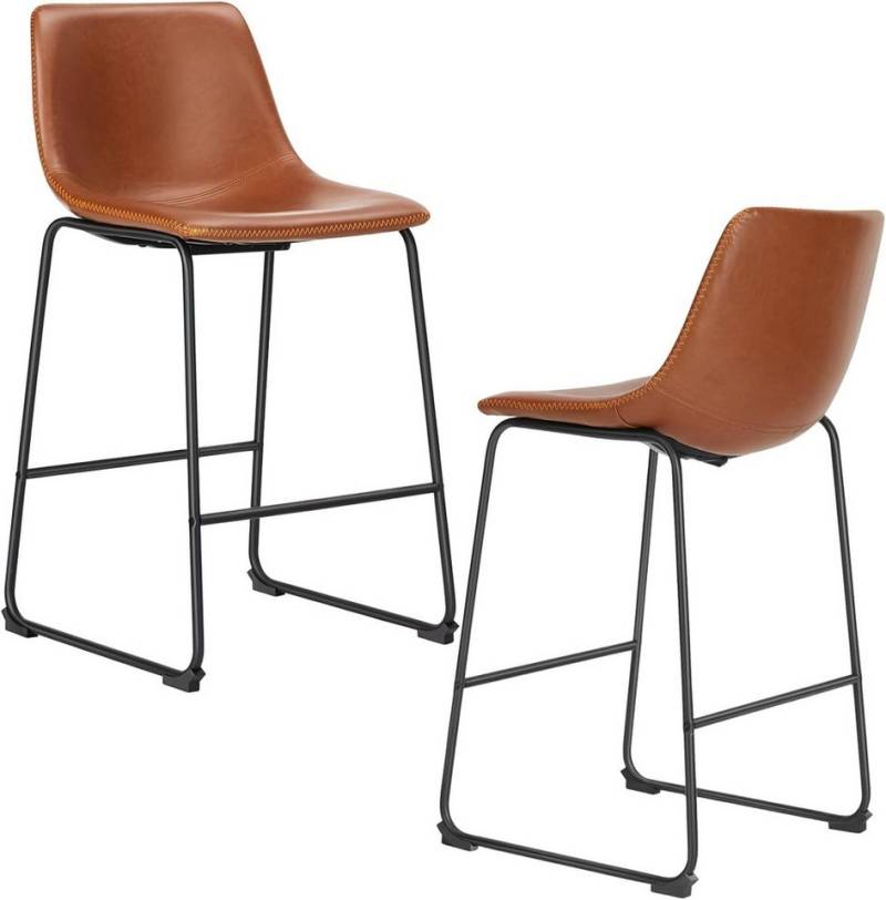 DUMOS Barhocker Barstuhl mit Sitzkissen leder Bar Stool mit lehne, 66 cm, 2er Set (2-teiliges Set) von DUMOS