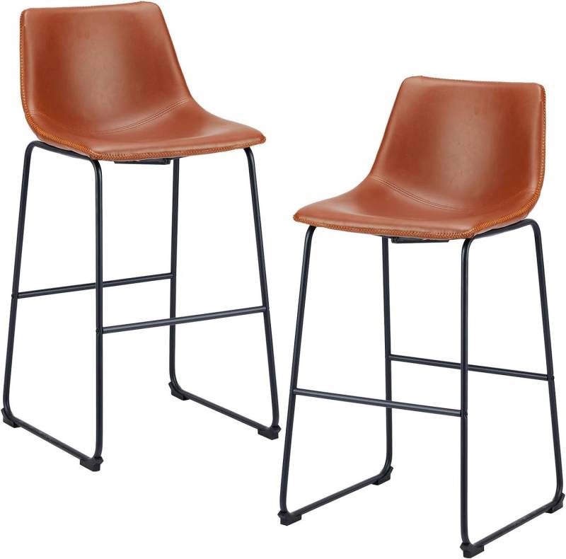 DUMOS Barhocker Barstuhl mit Sitzkissen leder Bar Stool mit lehne, 76 cm, 2er Set (2-teiliges Set) von DUMOS