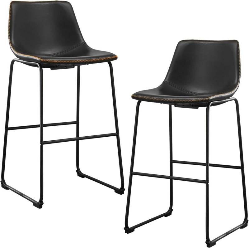 DUMOS Barhocker Barstuhl mit Sitzkissen leder Bar Stool mit lehne, 76 cm, 2er Set (2-teiliges Set) von DUMOS