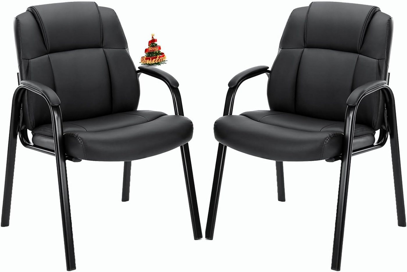 DUMOS Besucherstuhl Konferenzstuhl aus Bequemem PU-Leder Gepolsterten Armlehnen (2 St) von DUMOS