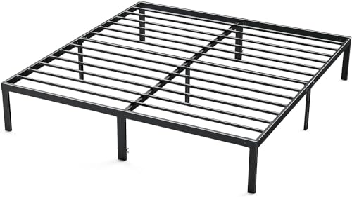 DUMOS Bettrahmen Queen Size Plattform Bettgestell Metallmatratzenfundament mit Stahllattenstützekein Boxspringbett erforderlich Stauraum unter dem Rahmen einfache Montage von DUMOS