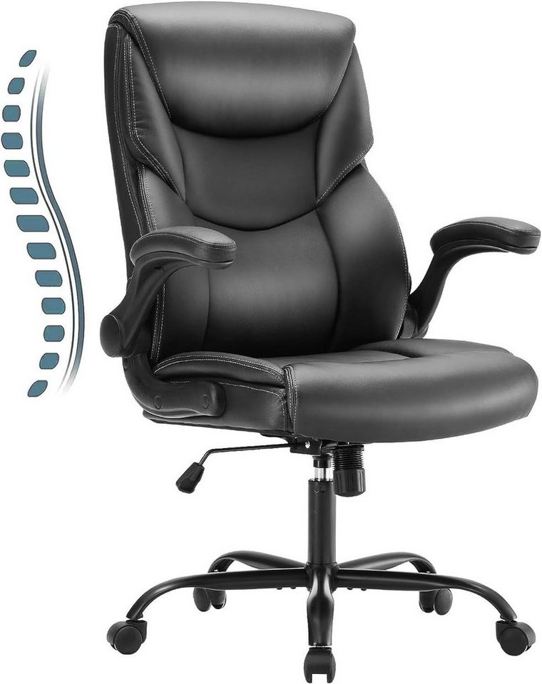 DUMOS Bürostuhl Bürostuhl aus PU Leder Office Chair Ergonomisch gestaltet, Verstellbare Armlehnen,Höhenverstellbar,Verstellbare Rückenlehne von DUMOS