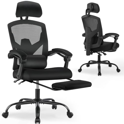 DUMOS Bürostuhl Ergonomisch - EIN Schreibtischstuhl mit Komfortarmlehnen, Ausgestattet mit Einer Bequemen Lendenwirbelstütze und Fußstütze, Office Chair Geeignet für Zuhause von DUMOS