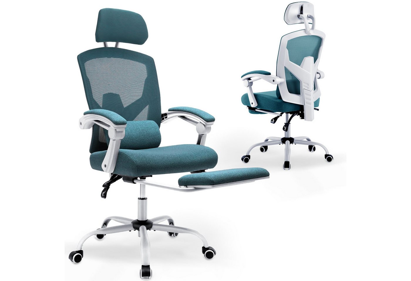 DUMOS Bürostuhl Ergonomisch Hoher Rückenlehne Office Chair, Einer Lendenwirbelstütze, Mit Fußstütz von DUMOS