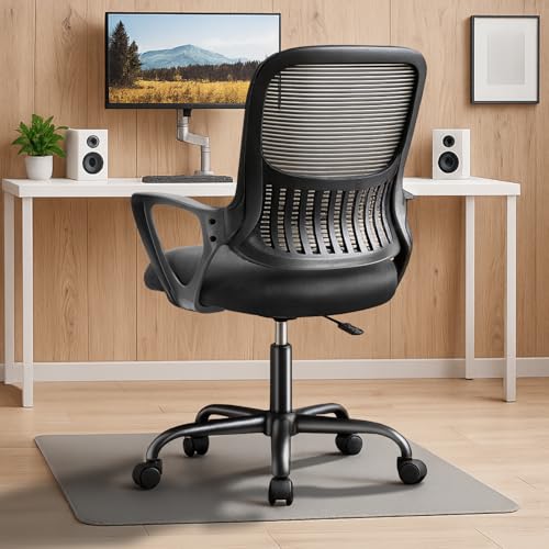 DUMOS Bürostuhl Ergonomisch Schreibtischstuhl mit Lendenwirbelstütze Verstellbaren Armlehnen Drehstuhl Höhenverstellbarer Office Chair Bürostühle Geeignet für Büro und Schlafzimmer（Schwarz） von DUMOS
