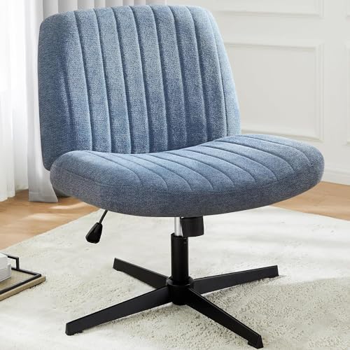 DUMOS Bürostuhl Ohne Armlehne, Teddysamt und Bequemes Netzgewebe Criss Cross Chair, mit Verbreitertem Sitzkissen Schneidersitz Stuhl, Geeignet für Büros, Schlafzimmer und Wohnzimmer von DUMOS