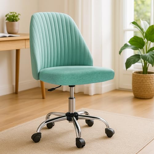 DUMOS Bürostuhl Schreibtischstuhl schminktisch Stuhl kleine Schreibtischstühle mit Rollen niedlicher Drehstuhl mit Rückenlehne armlos Heimbüro von DUMOS