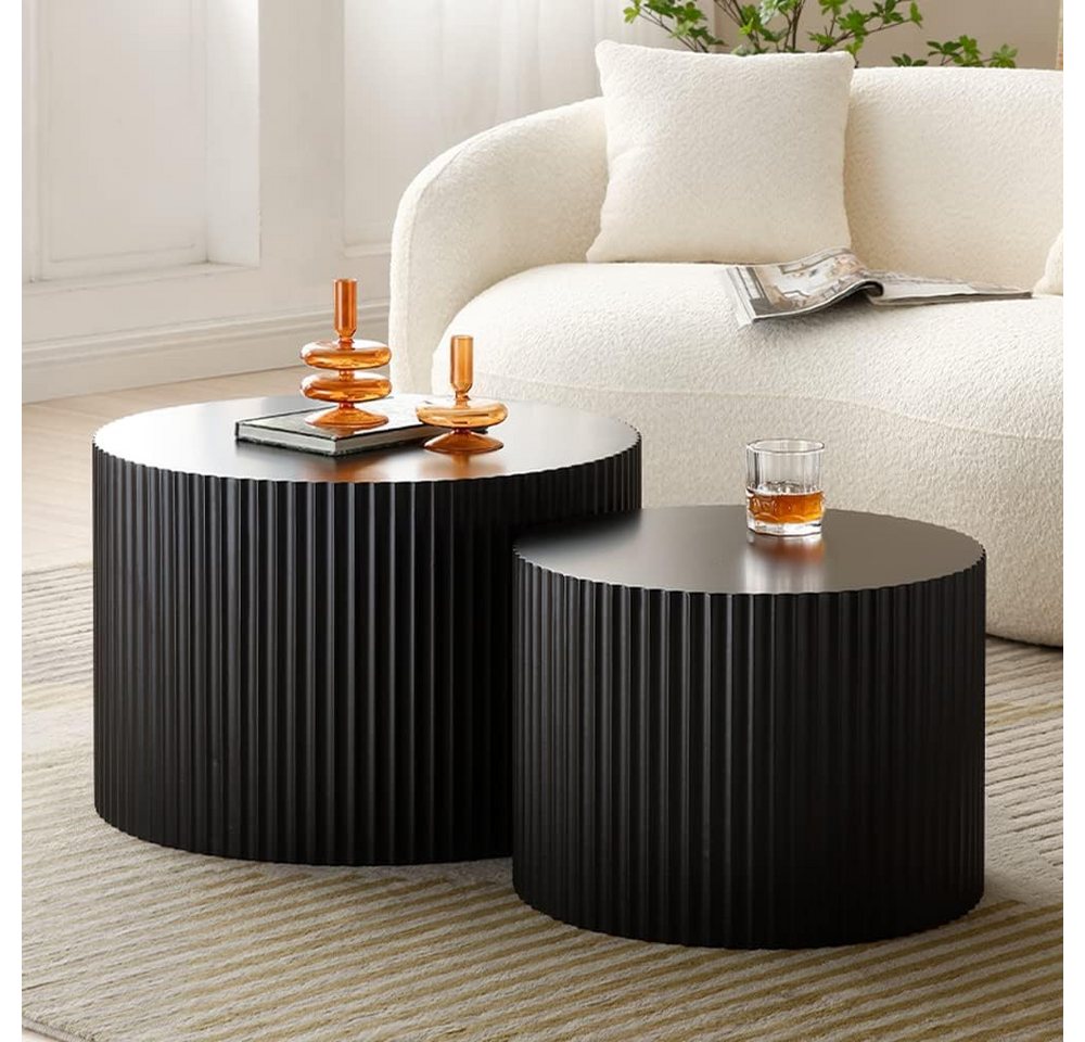 DUMOS Couchtisch 2er-Set Runder Nesting-Couchtisch,Holz-Center- und Beistelltisch (2er-Set Nesting-Tische), Keine Montage von DUMOS