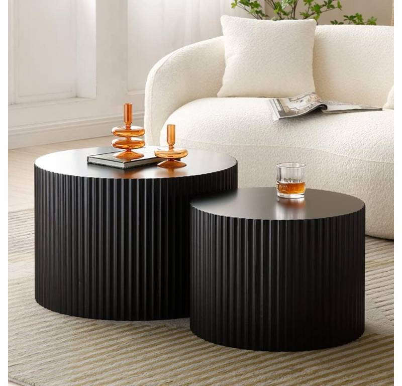 DUMOS Couchtisch 2er-Set Runder Nesting-Couchtisch,Holz-Center- und Beistelltisch (2er-Set Nesting-Tische), Keine Montage von DUMOS