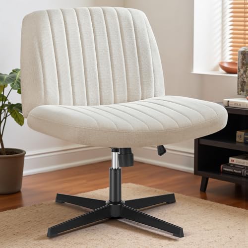 DUMOS Criss Cross Chair Legged Office Wide Comfy Desk Seat No Wheels Armless Computer Task Seating, Swivel Comfy Vanity Fabric Modern Home Height Adjustable DUMOS Criss Cross Chair Legged Office Wide Comfy Desk Seat No Wheels Armless Computer Task Seating, Swivel Comfy Vanity Fabric Modern Home Height Adjustable von DUMOS