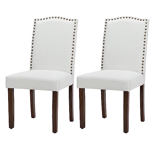 DUMOS Esszimmerstühle 2er Set, Elegant und Schön Modern Stühle Esszimmer, Leinenstoff Gepolstert küchenstühle, Kratzfester Boden Esszimmerstuhl Geeignet für Küche, Wohnzimmer, Schlafzimmer (Grau) von DUMOS