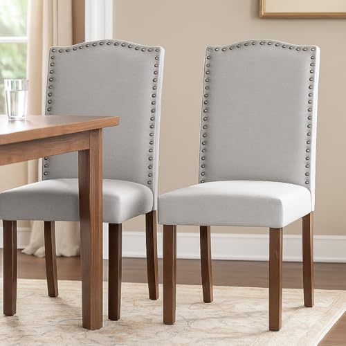 DUMOS Esszimmerstühle 2er Set, Elegant und Schön Modern Stühle Esszimmer, Stoff Gepolstert küchenstühle, Esszimmerstuhl Geeignet für Küche, Wohnzimmer, Schlafzimmer (Grau) von DUMOS