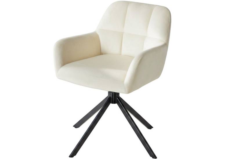 DUMOS Esszimmerstuhl Drehbarer Küchenstuhl Set – Gepolstert, Armlehnen, Metallbeine, Samt (set, 1 St), 360° drehbar von DUMOS