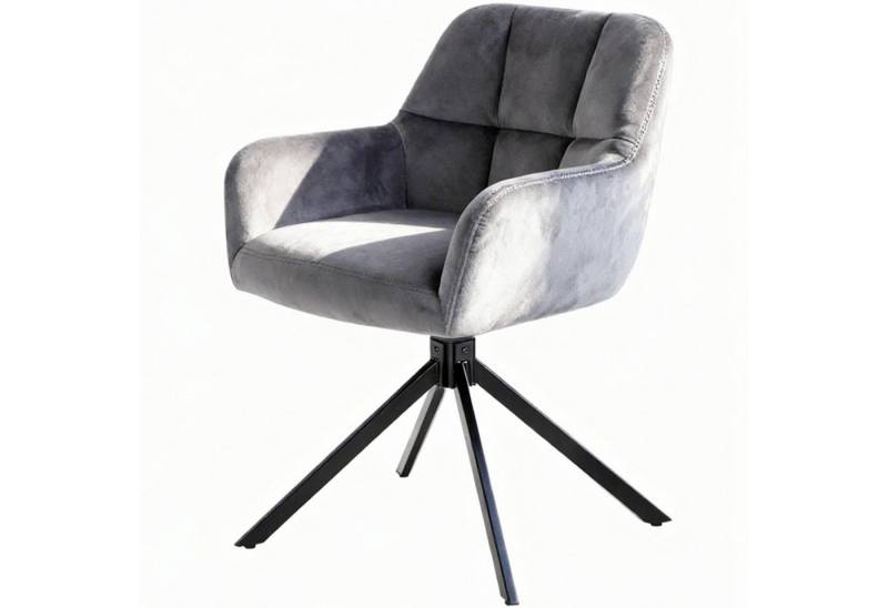 DUMOS Esszimmerstuhl Drehbarer Küchenstuhl Set – Gepolstert, Armlehnen, Metallbeine, Samt (set, 1 St), 360° drehbar von DUMOS