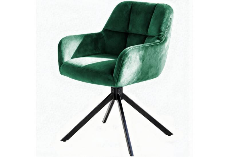 DUMOS Esszimmerstuhl Drehbarer Küchenstuhl Set – Gepolstert, Armlehnen, Metallbeine, Samt (set, 1 St), 360° drehbar von DUMOS