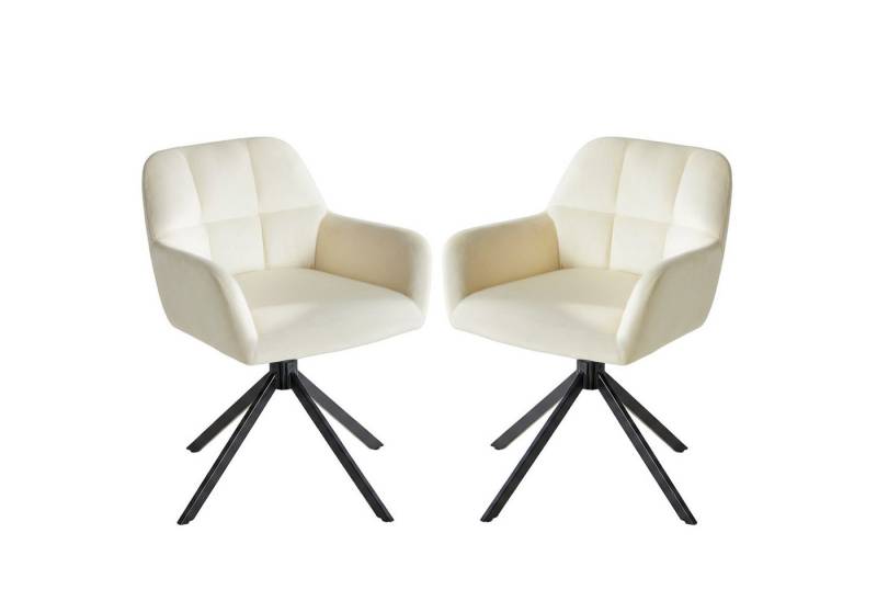 DUMOS Esszimmerstuhl Drehbarer Küchenstuhl Set – Gepolstert, Armlehnen, Metallbeine, Samt (set, 2 St), 360° drehbar von DUMOS