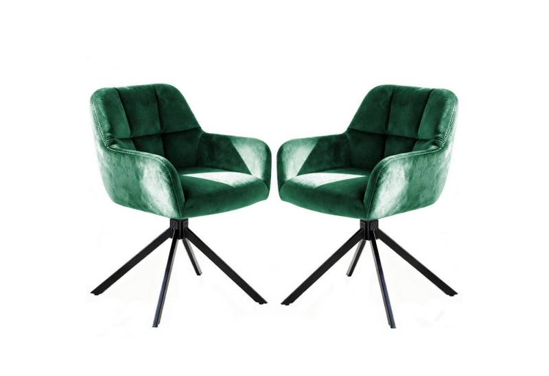 DUMOS Esszimmerstuhl Drehbarer Küchenstuhl Set – Gepolstert, Armlehnen, Metallbeine, Samt (set, 2 St), 360° drehbar von DUMOS