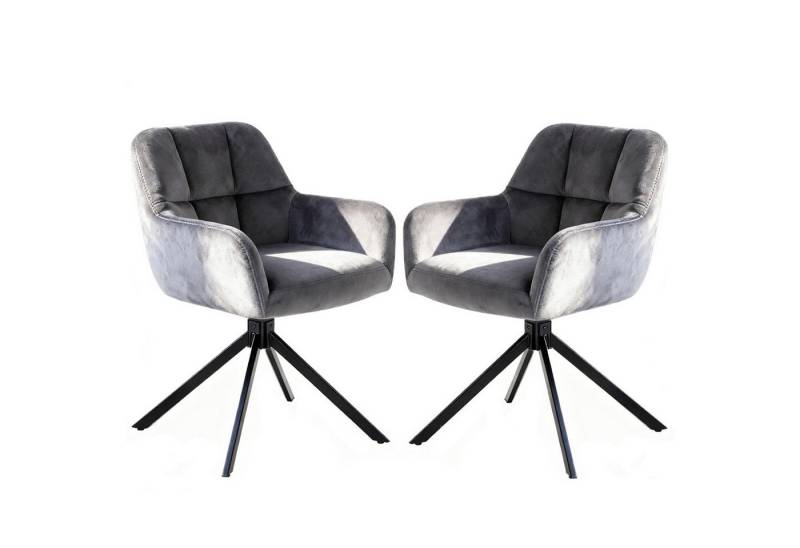 DUMOS Esszimmerstuhl Drehbarer Küchenstuhl Set – Gepolstert, Armlehnen, Metallbeine, Samt (set, 2 St), 360° drehbar von DUMOS