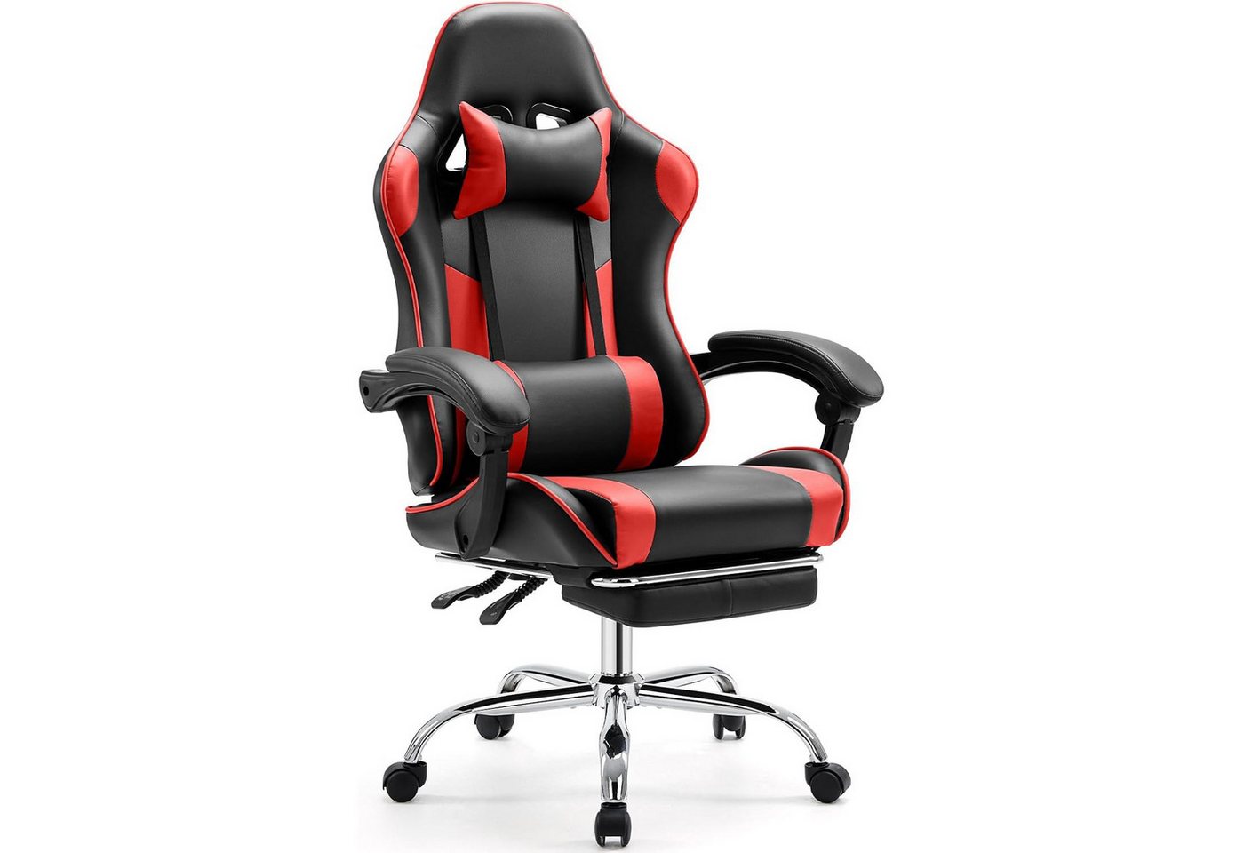 DUMOS Gaming Chair Gaming-Stuhl Gaming Stuhl, Bürostuhl Ergonomisch, Höhenverstellbar,Verstellbare Rückenlehne, Mit Fußstütze von DUMOS
