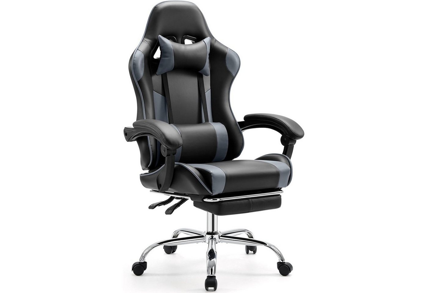 DUMOS Gaming Chair Gaming-Stuhl Gaming Stuhl, Bürostuhl Ergonomisch, Höhenverstellbar,Verstellbare Rückenlehne, Mit Fußstütze von DUMOS