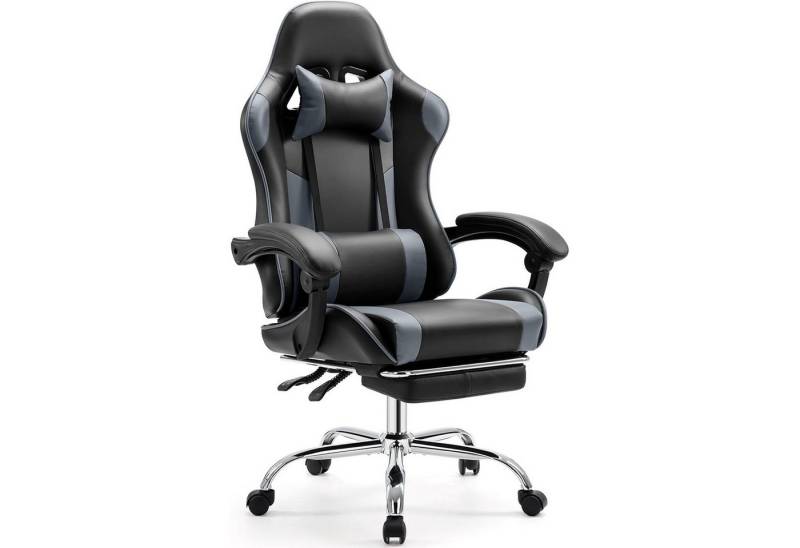 DUMOS Gaming Chair Gaming-Stuhl Gaming Stuhl, Bürostuhl Ergonomisch, Höhenverstellbar,Verstellbare Rückenlehne, Mit Fußstütze von DUMOS