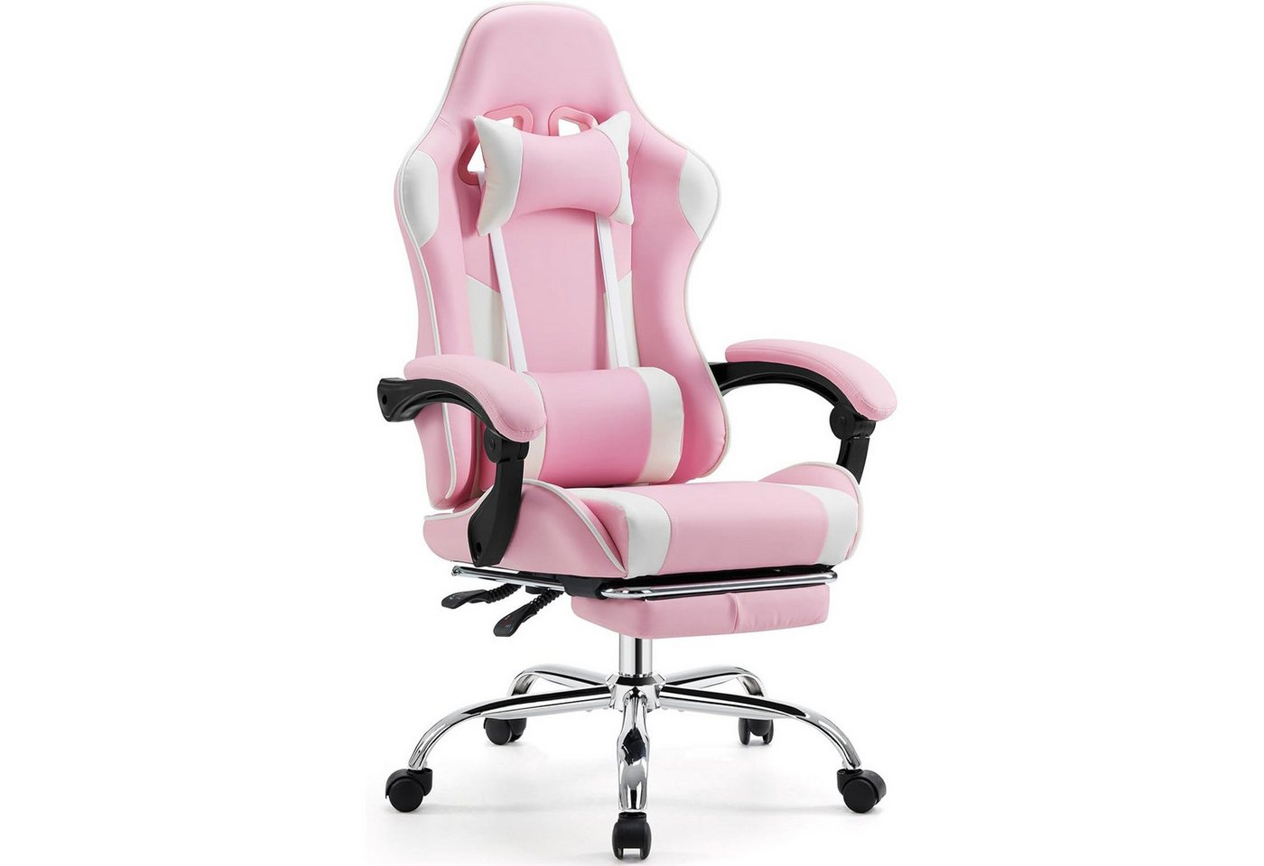 DUMOS Gaming Chair Gaming-Stuhl Gaming Stuhl, Bürostuhl Ergonomisch, Höhenverstellbar,Verstellbare Rückenlehne, Mit Fußstütze von DUMOS