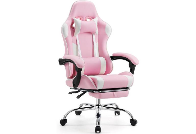 DUMOS Gaming Chair Gaming-Stuhl Gaming Stuhl, Bürostuhl Ergonomisch, Höhenverstellbar,Verstellbare Rückenlehne, Mit Fußstütze von DUMOS